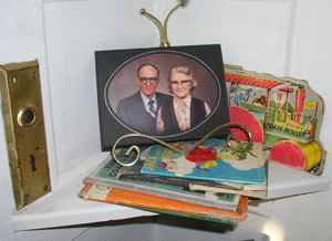 Photo of Erna and Paul Hauf that resides on a "memory shelf" at the bed and breakfast